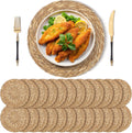 Round Woven Placemats 13.8 in Set of 24 - Natural Bulrush Table Mats