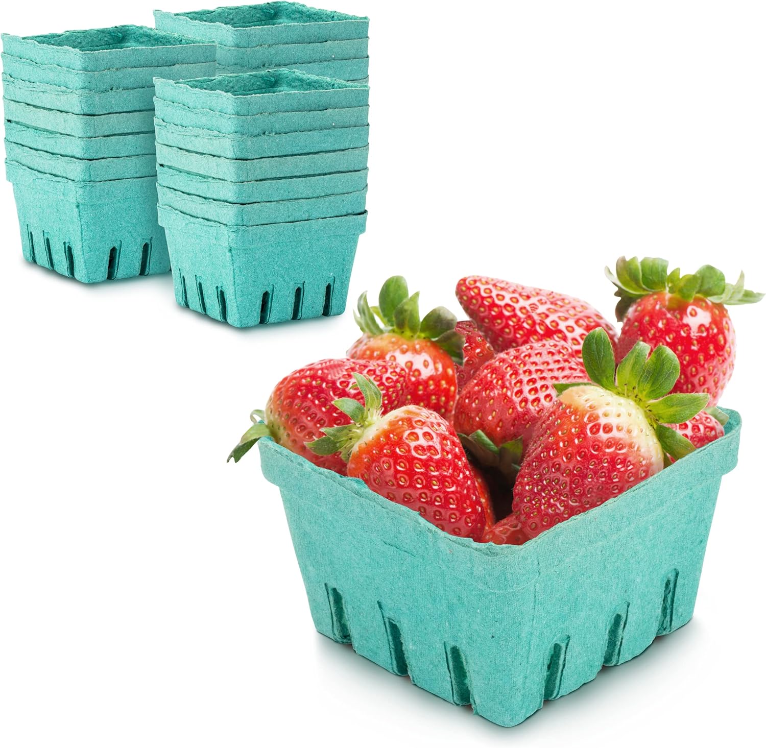 Pint Green Molded Pulp Fiber Berry Basket for Fresh Produce
