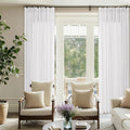 White Pinch Pleat Linen Curtains 72x120 in - Memory Shape, Light