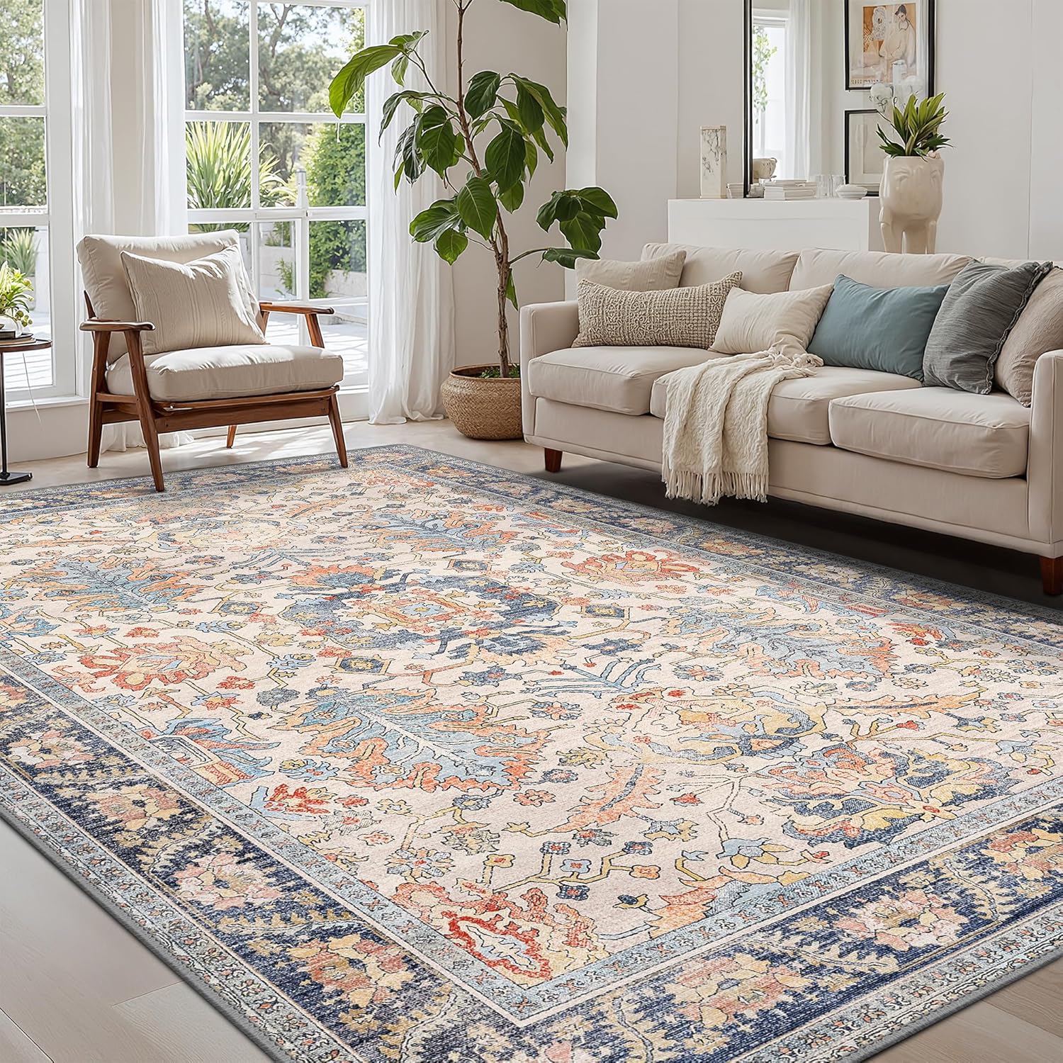 Bavni Washable Rug 6x9 Area Rug for Bedroom and Living Room