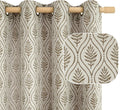 Brown French Country Curtains 63in Long Leaf Jacquard Sheer - Cozy