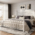 EnHomee 54 in Metal Queen Bed Frame with Tall Headboard - LED Accent