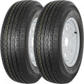 ST205/75R14 Radial Trailer Tire with 14ft White Wheel - 2PK Load Range