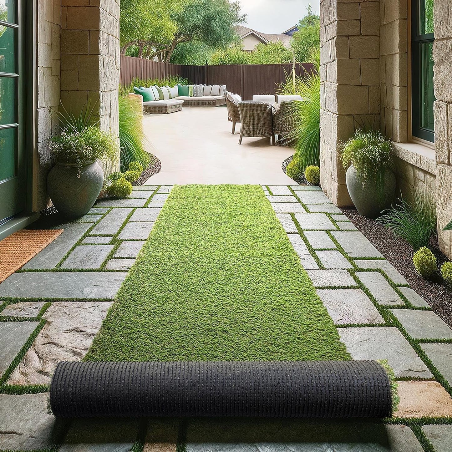 Ottomanson 2ft 7in x 10ft Artificial Grass Rug for Indoor & Outdoor