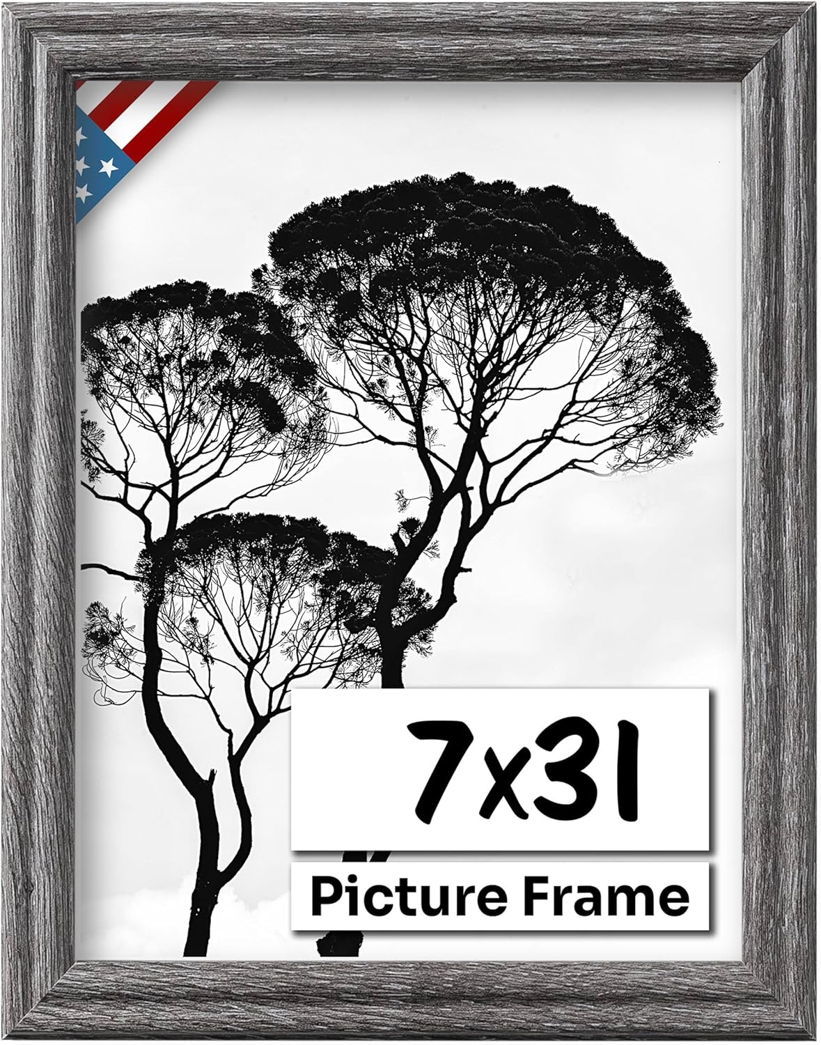Barnwood Gray 7x31 Picture Frame - Handmade Solid Wood Frame