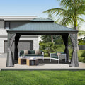 Domi 10 ft x 14 ft Hardtop Gazebo - Durable Double Roof Outdoor