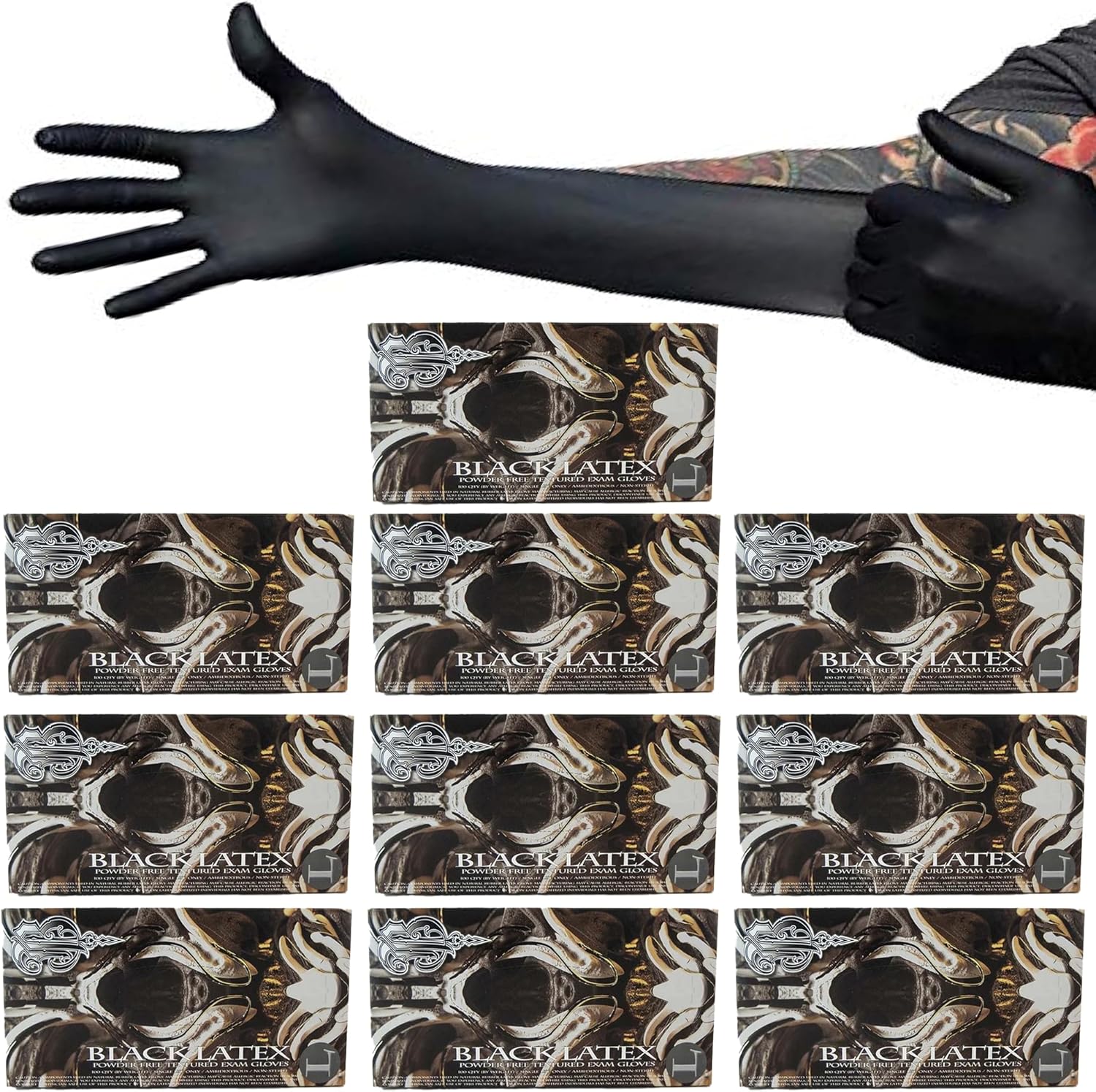 Blackwork Latex Gloves - 1000ct Case for Tattoo and Medical Use