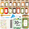 Spice Jars with Labels, 30Pcs 6oz Glass Spice Jars Set - Airtight