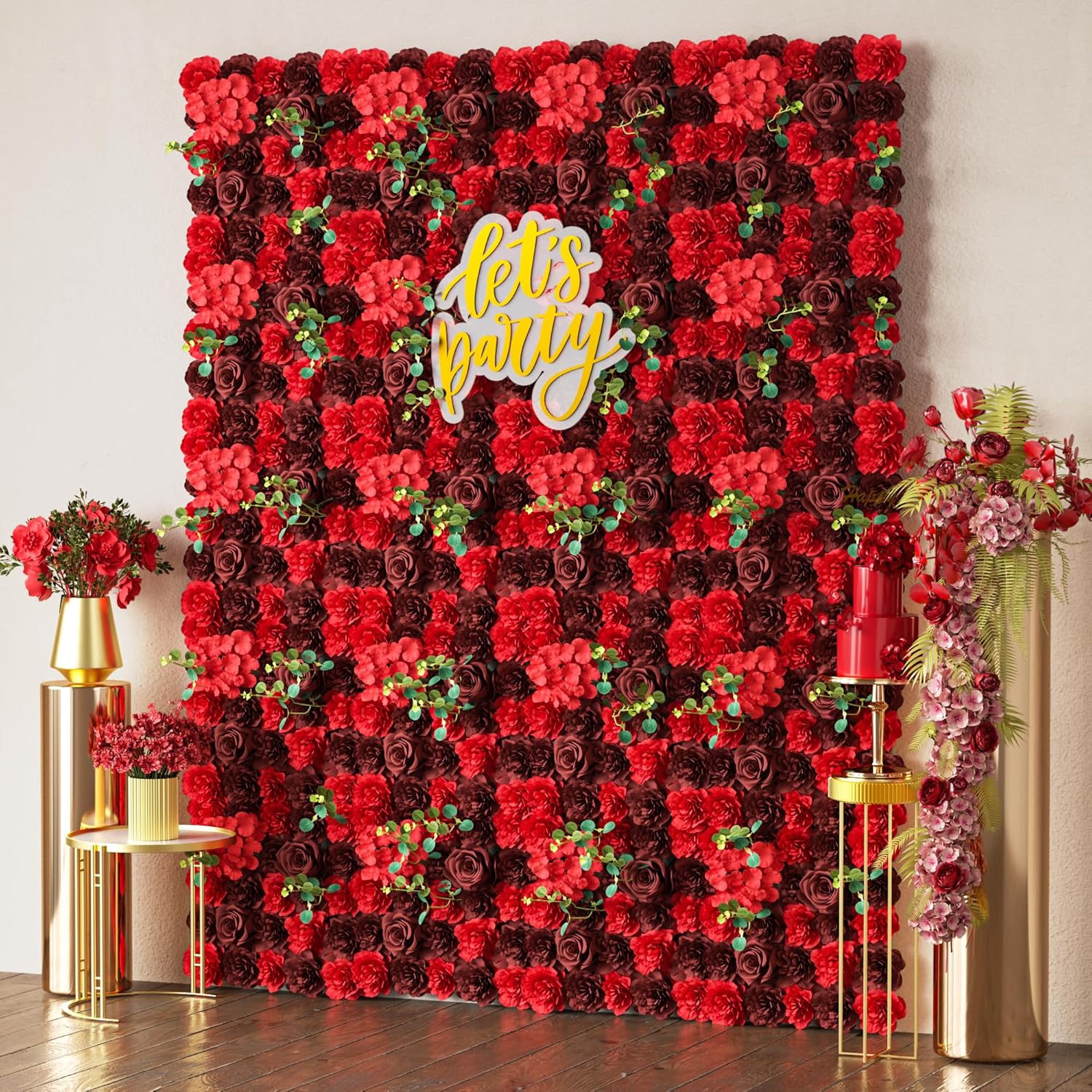 COKAOBE Red Flower Wall Backdrop for Stunning Event Decor