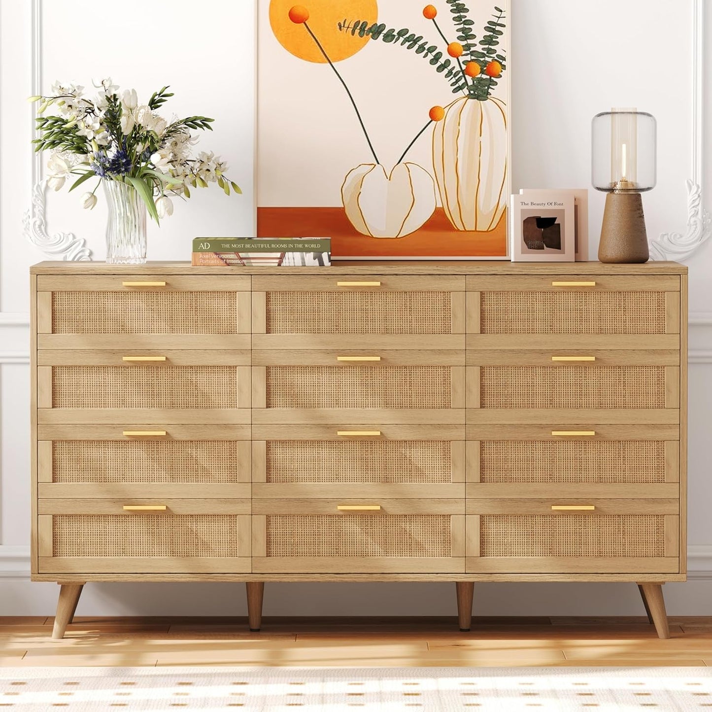 Rovaurx 12 Drawer Double Dresser for Bedroom and Living Room