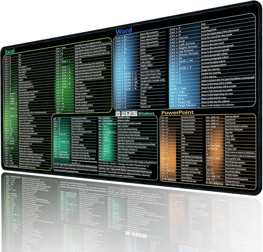 Extra Large Office Desk Mousepad with Keyboard Shortcuts - Boost Productivity!