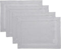 Classic Hemstitch Soft Grey Linen Placemats Set of 4 for Holidays
