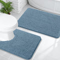 Chenille Bath Rug Set 2 Piece - Soft, Absorbent Bath Mats (Airy Blue)