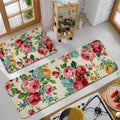 Kitchen Mats for Floor Set of 2 Pieces - Non Skid Washable Floral Mats