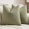 Moss Green Chenille Throw Pillow Covers 24x24 in - Cozy Modern Look