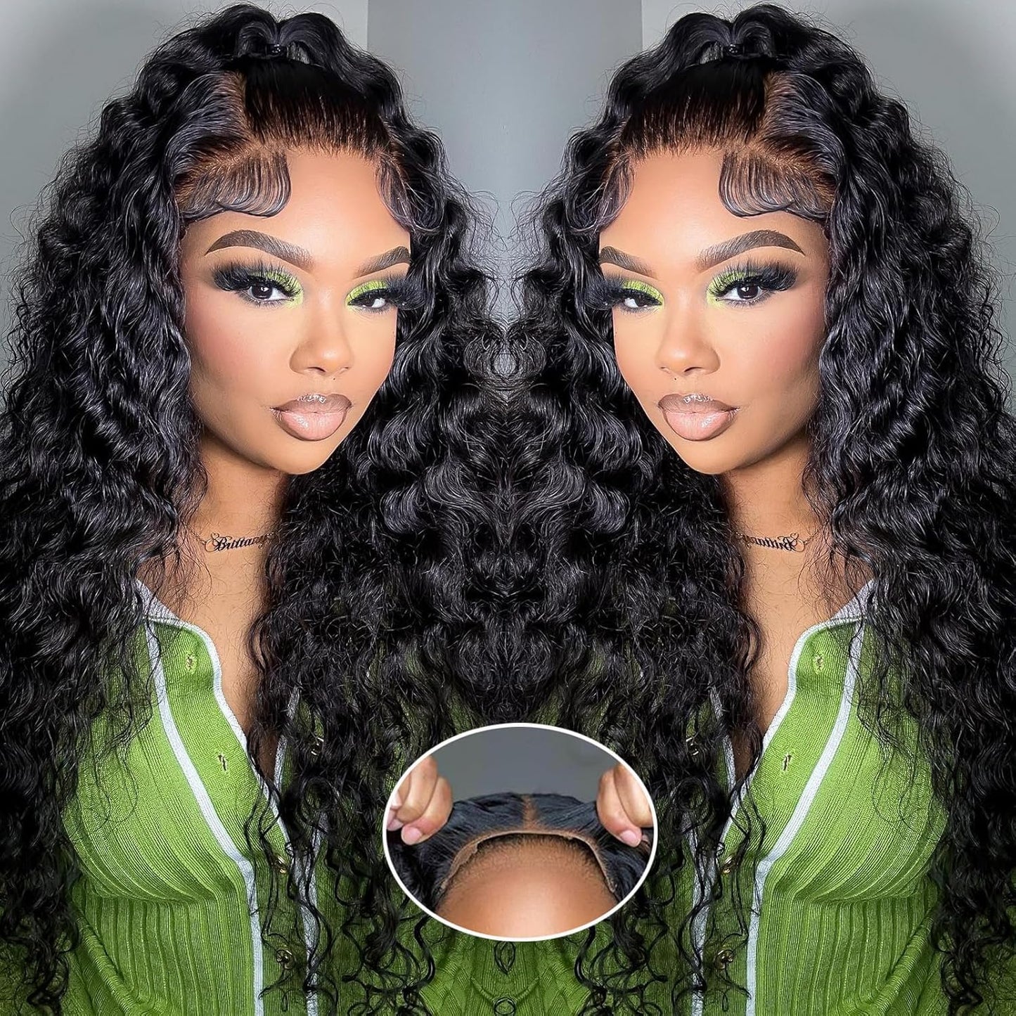 24 Inch Water Wave Lace Front Wigs for Black Women - 180% Density