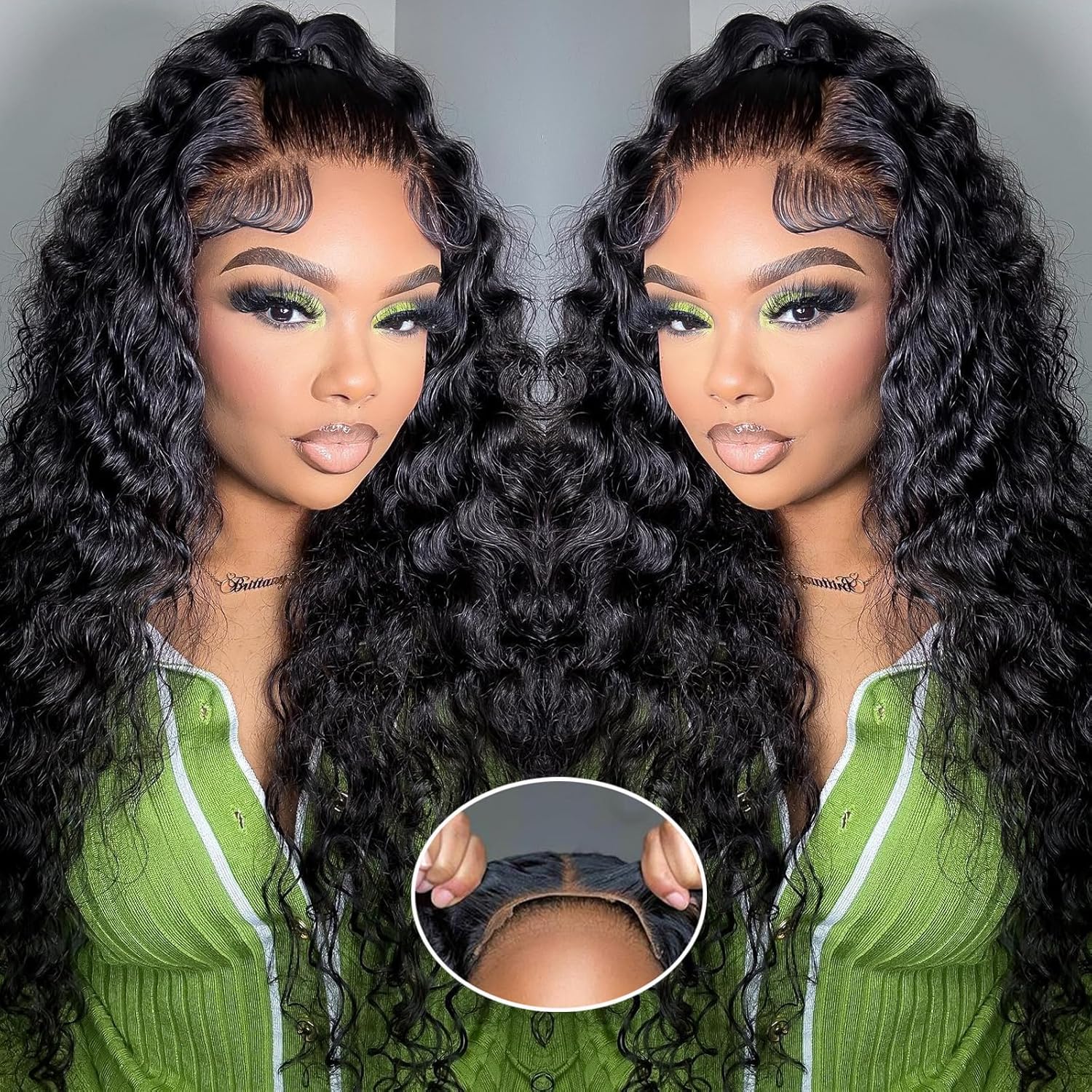 24 Inch Water Wave Lace Front Wigs for Black Women - 180% Density