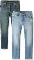 Boys Straight Leg Jeans 2-Pack - Adjustable Waist, Soft Wash