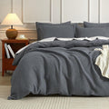 Waffle Duvet Cover King Set, 100% Cotton Soft Bedding