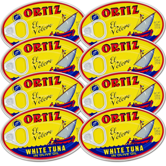 Ortiz White Tuna in Olive Oil - Fresh Tender Slices, 8 Pack