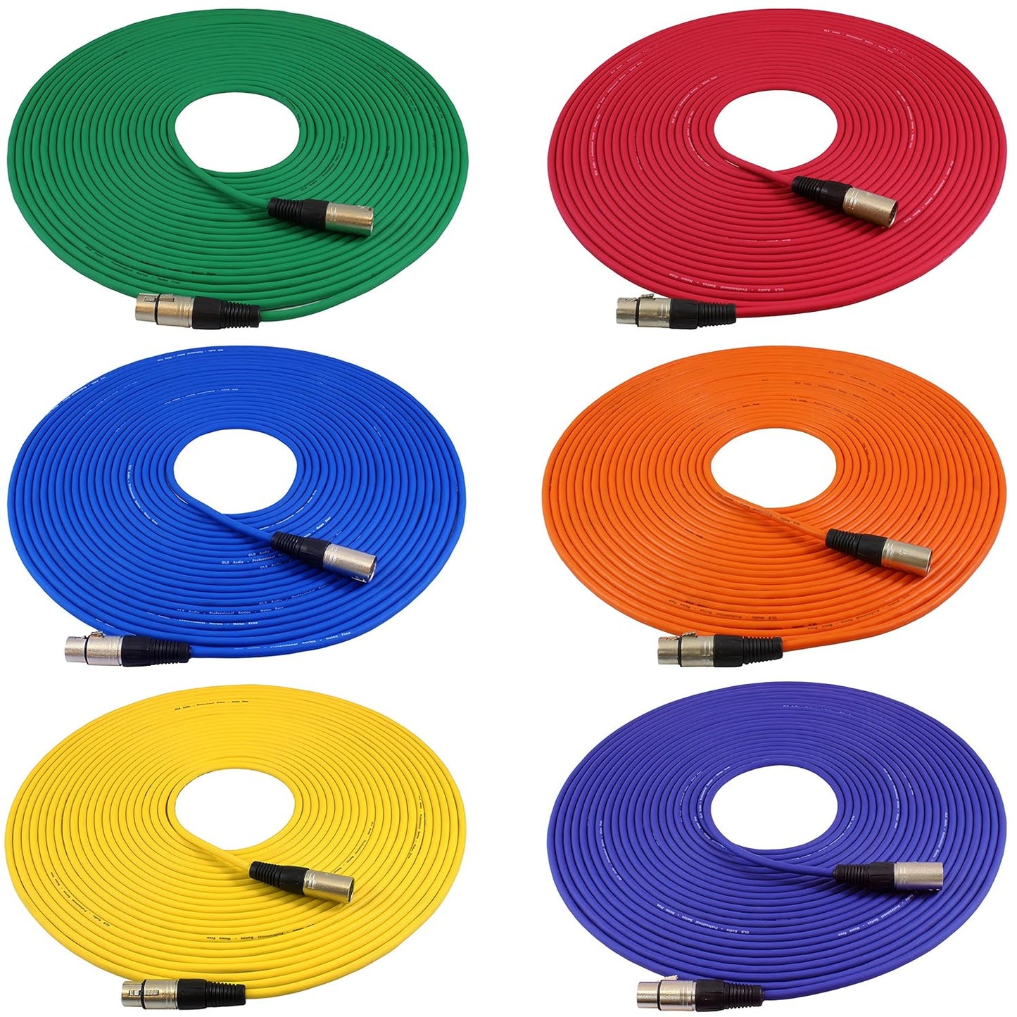 GLS Audio 50ft Mic Cable Cords - XLR Male to Female 6 Pack