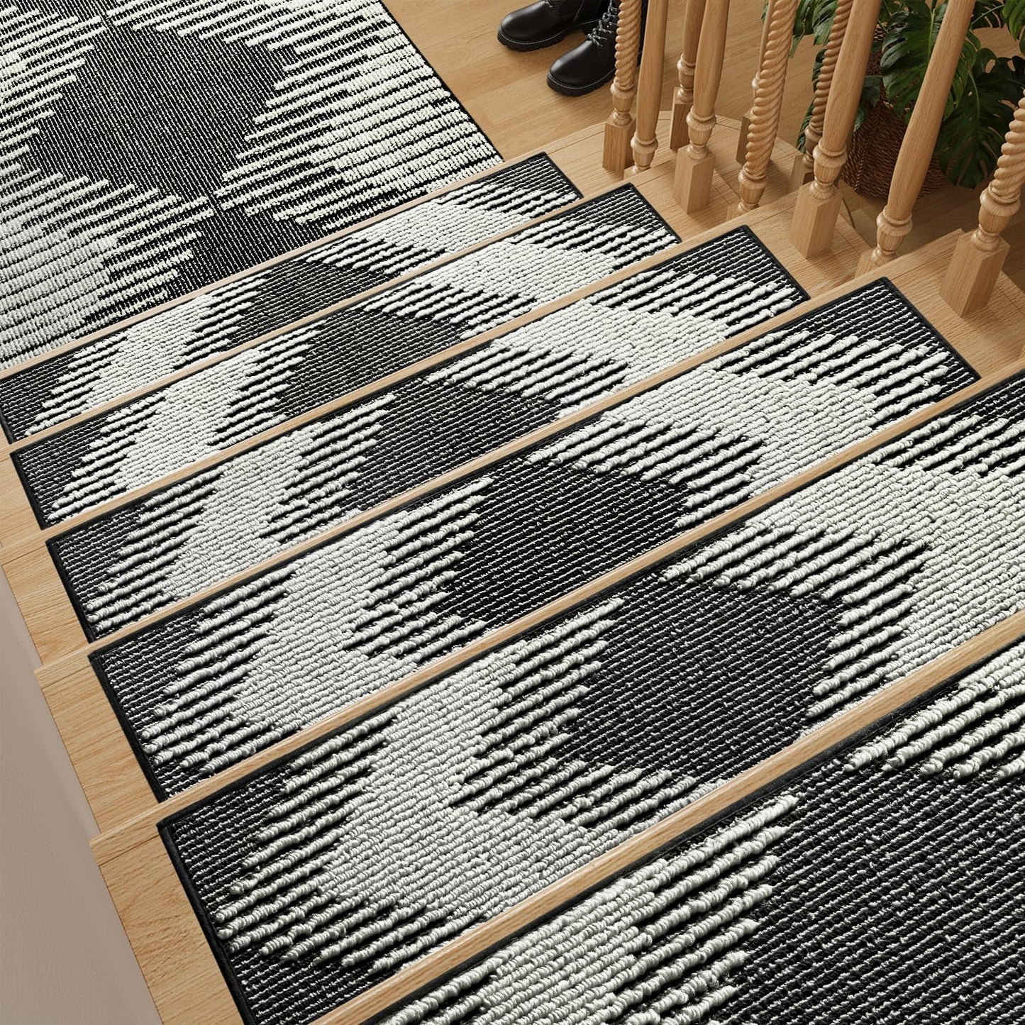 PADOOR Non Slip Stair Treads 3D Peel and Stick for Safety