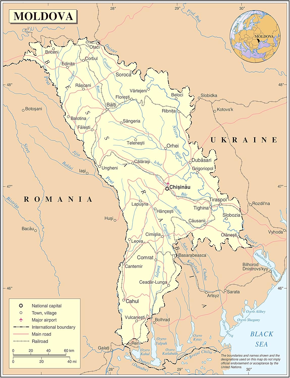 Moldova Political Map Poster - Detailed & Laminated!
