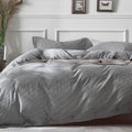 Cotton Duvet Cover King Size - Black Vertical Pinstriped, Soft Washed