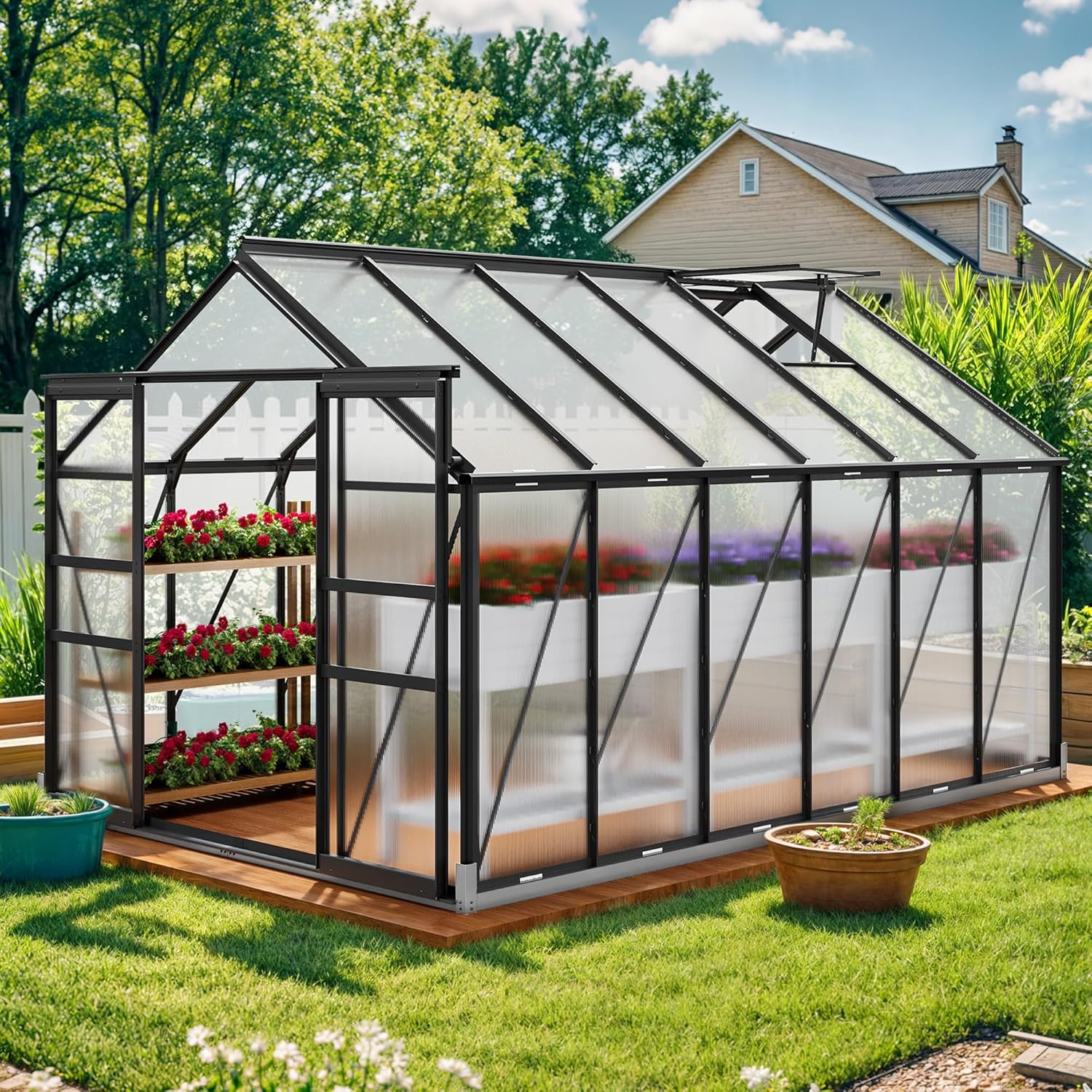 YITAHOME 8x12FT Heavy Duty Polycarbonate Greenhouse for Gardens