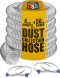 Clear PVC Dust Collection Hose with Thumbscrew Clamps, 50ft Long