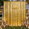 Gold Sequin Backdrop Curtain with Lights 20x10 ft - Event Photo