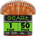 Cat 6 Ethernet Cable 50-Pack 1 ft - Color-Coded 10Gbps Patch Cords
