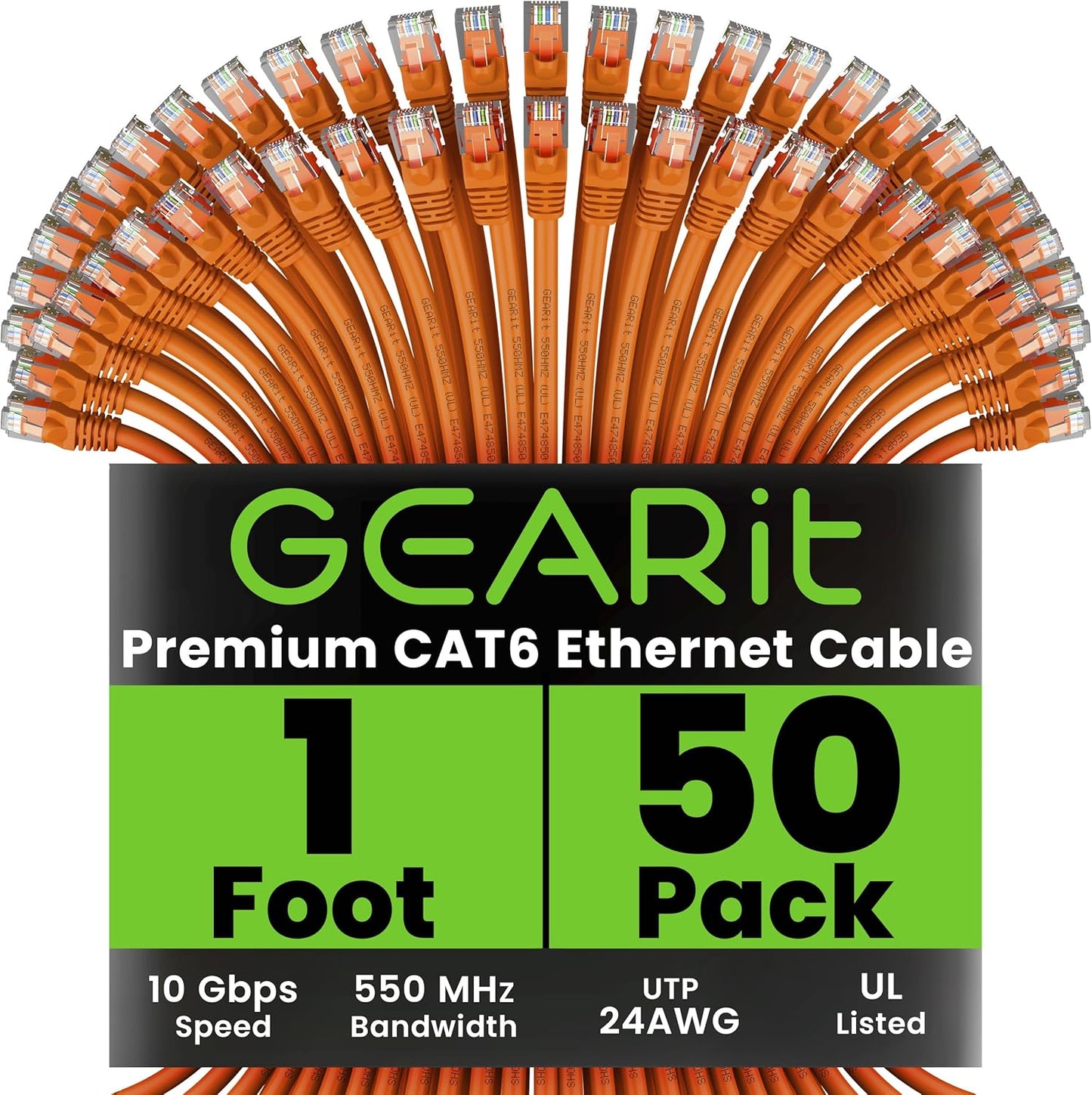 GEARit Cat 6 Ethernet Cable Pack for High-Speed Networking