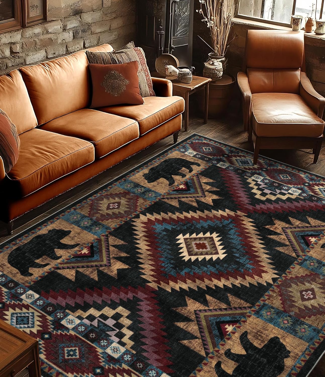 YIHOUSE Rustic Cabin Area Rug 6x9 for Bedroom and Living Room