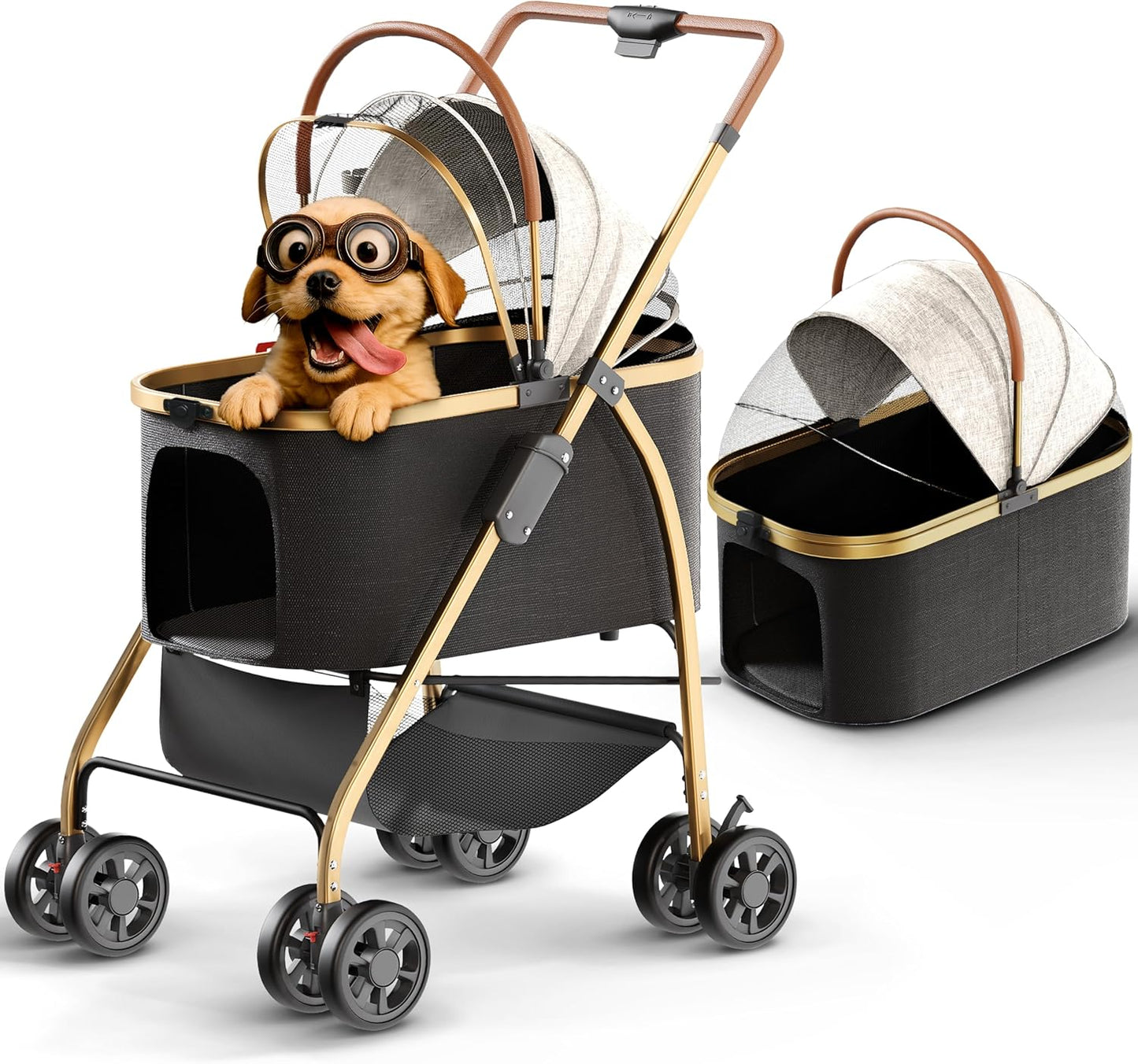 Pet Stroller for Small Medium Dogs & Cats - 2-in-1 Carrier