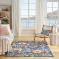 Aloha Blue Rose 3ft 6in x 5ft 6in Area Rug - Vibrant, Washable Patio