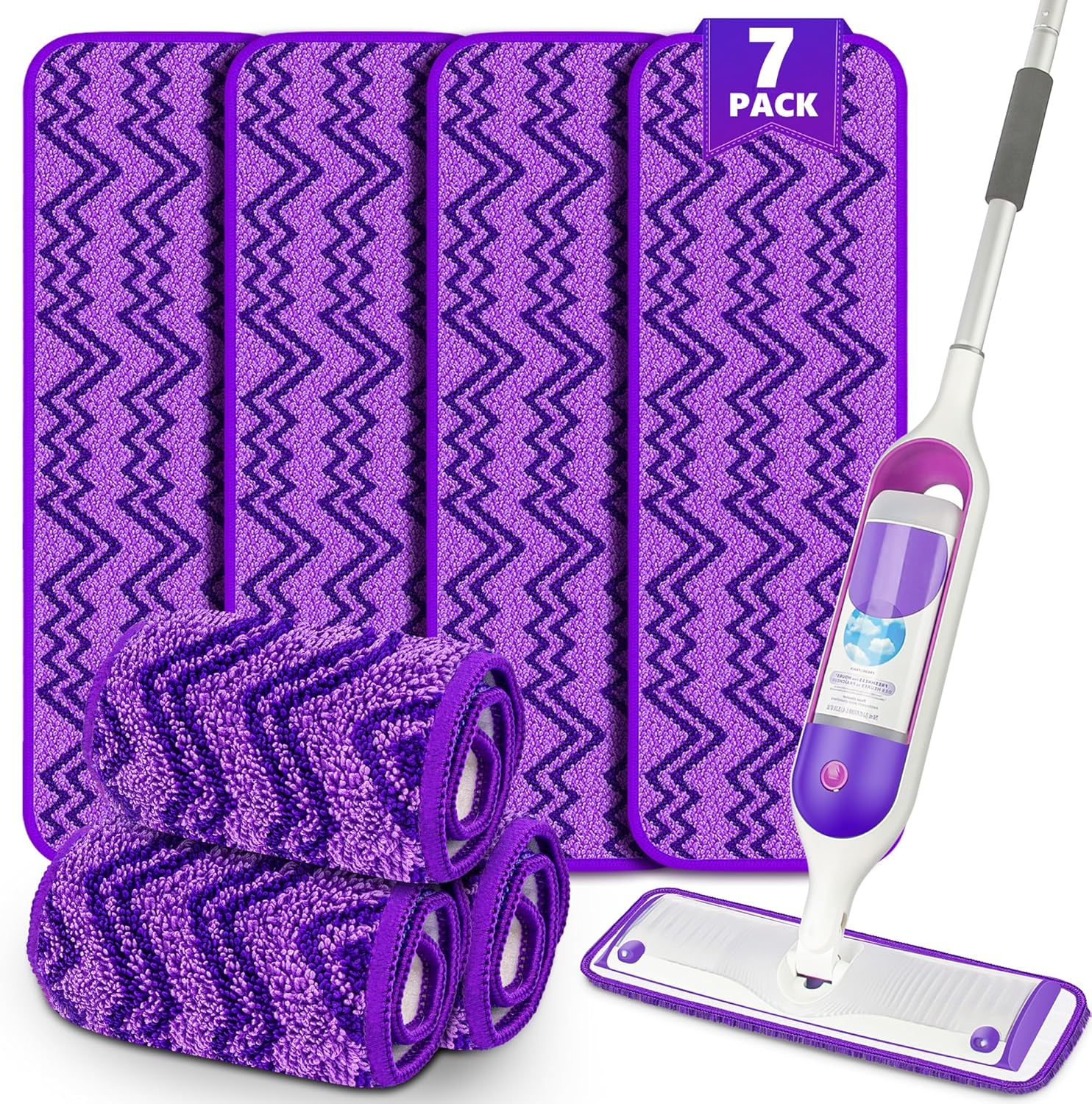 ILAVCLEAN Reusable Microfiber Mop Pads - 7 Pack