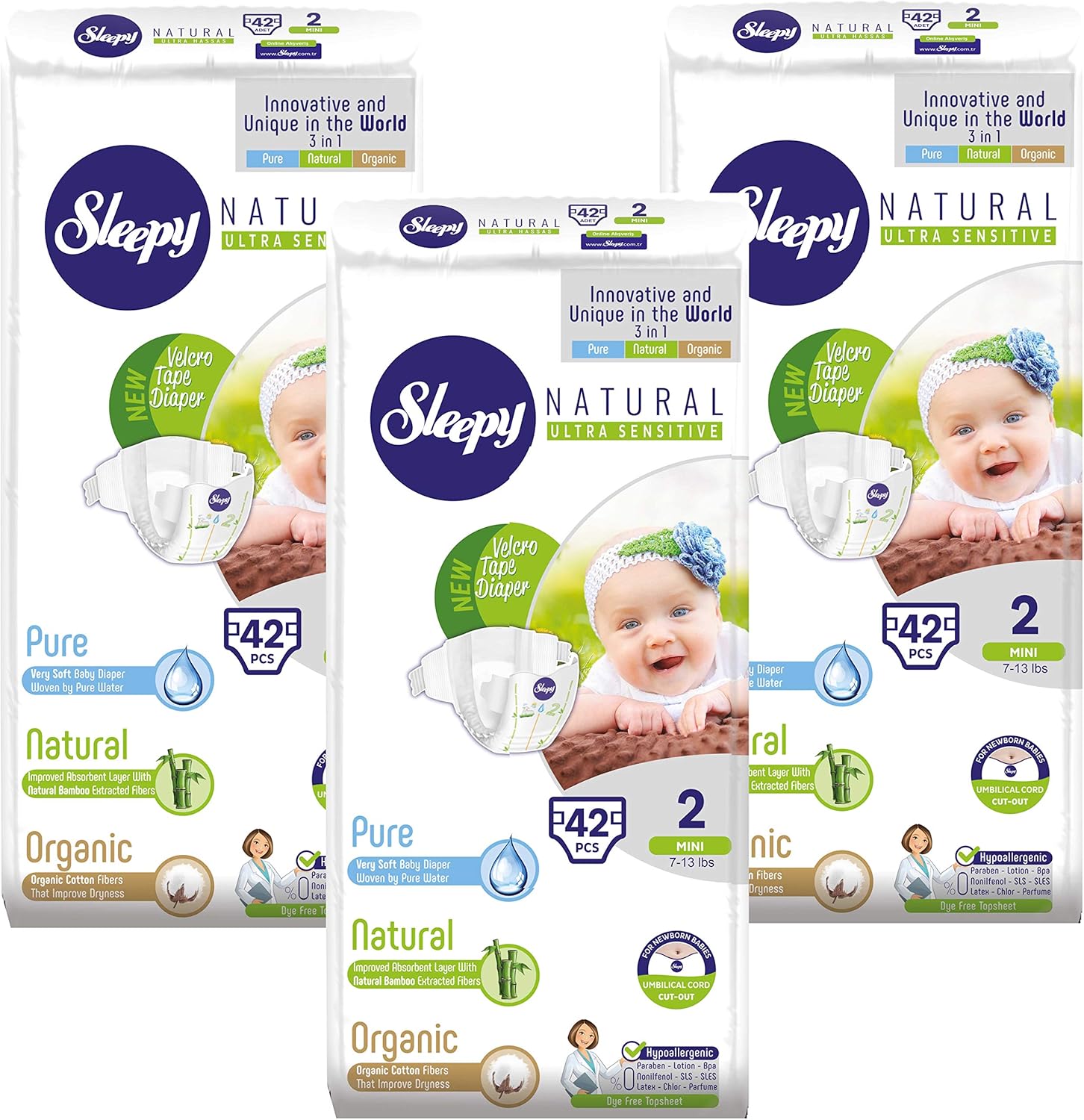 Organic Bamboo Diapers - Ultra Absorbent & Hypoallergenic for Girls & Boys, 126ct