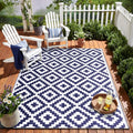 Outdoor Rug 5x8 ft Navy & White - Durable Reversible Patio Mat