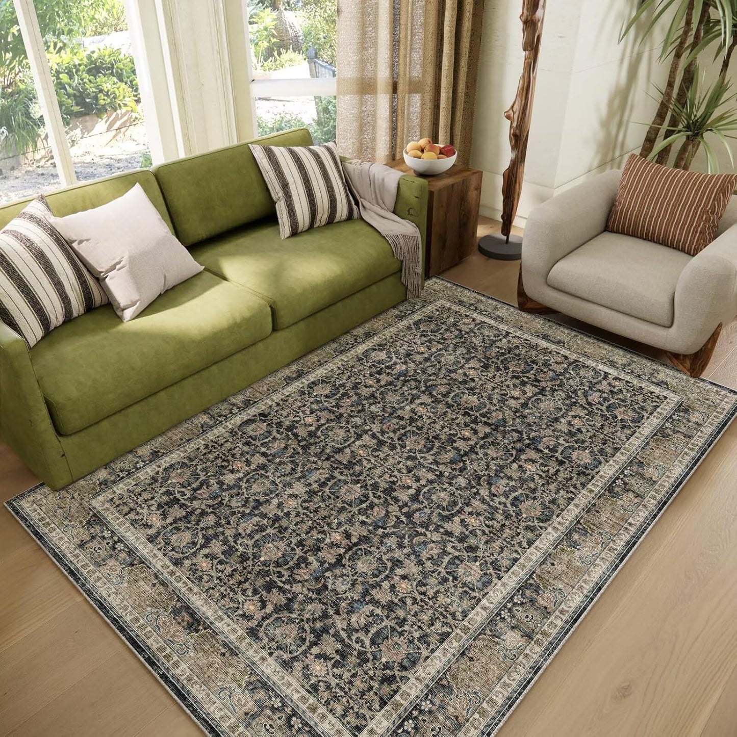 Washable 4x6 Rugs for Living Room, Non-Slip Boho Style