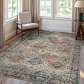 6x9 Area Rug for Living Room - Machine Washable Low Pile Vintage Red