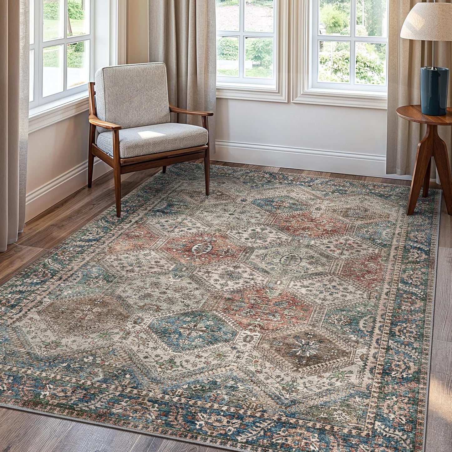 Bavni 6x9 Area Rugs for Living Room, Vintage Chenille Carpet