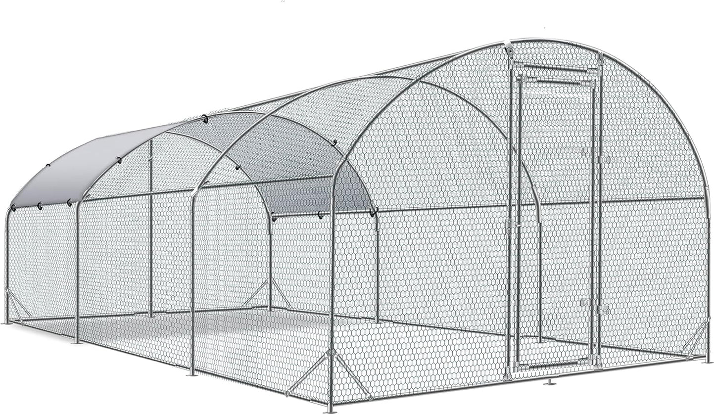 Large Metal Chicken Coop with Tri-Supporting Wire Mesh Design