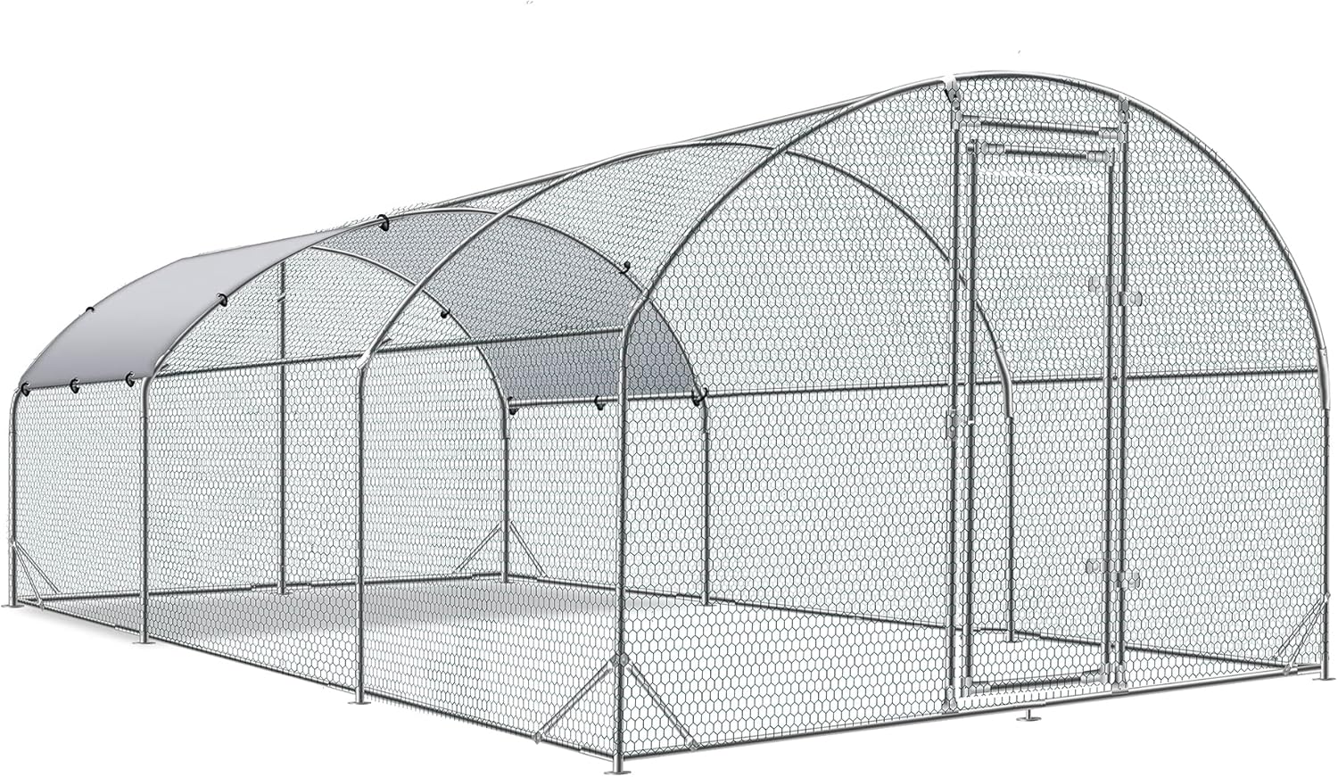 Large Metal Chicken Coop with Tri-Supporting Wire Mesh Design