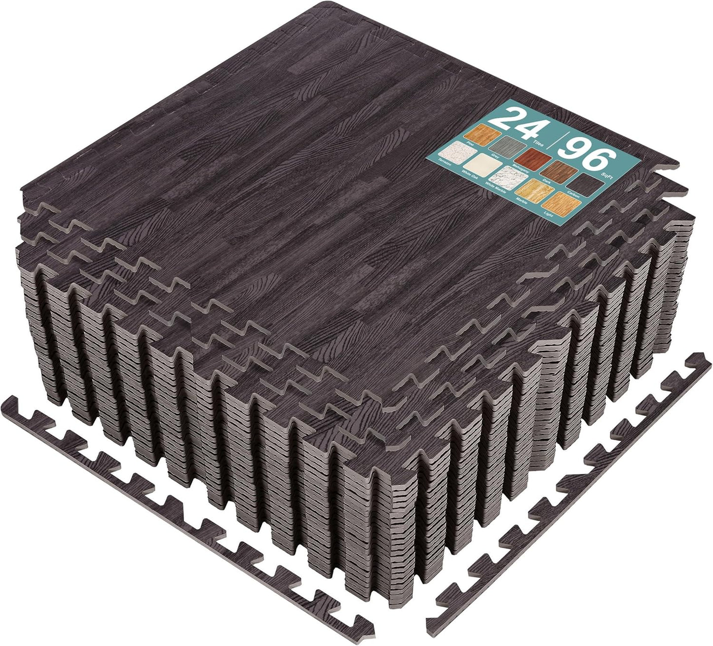 Sorbus Wood Grain Floor Tiles Foam Mat for Comfort & Style