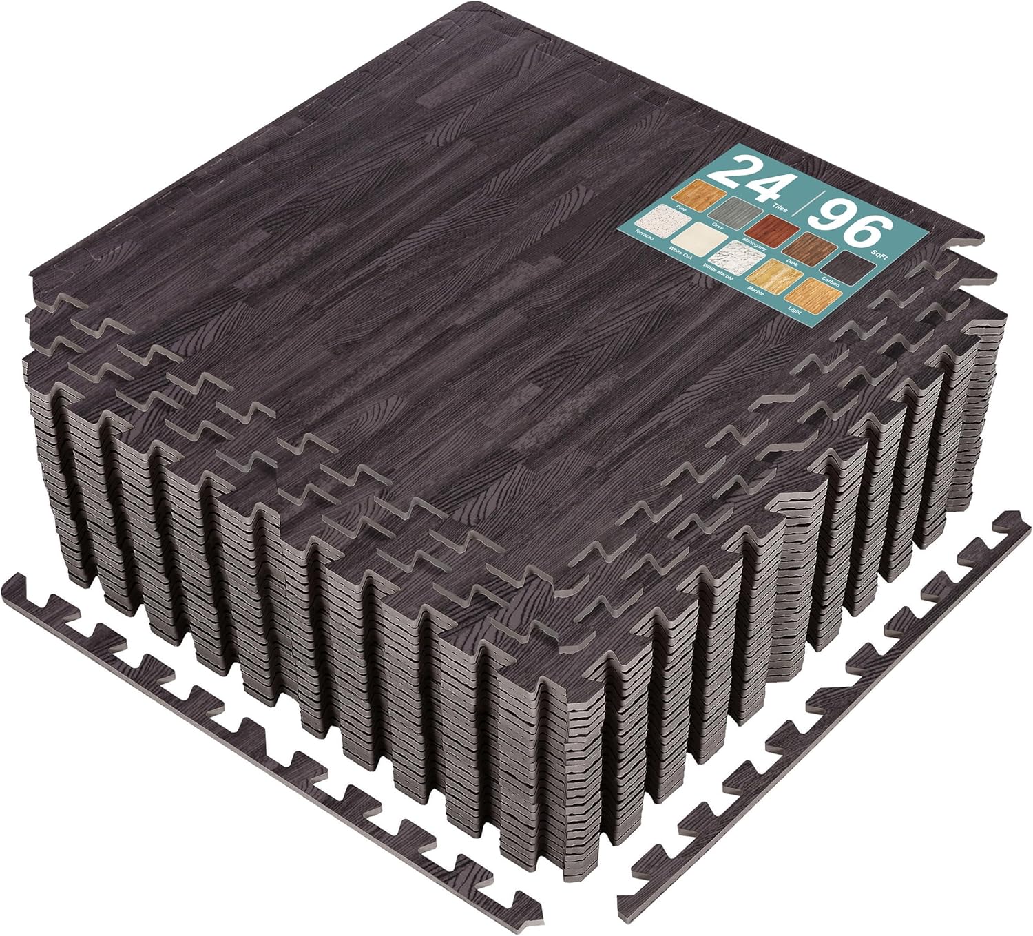 Sorbus Wood Grain Floor Tiles Foam Mat for Comfort & Style