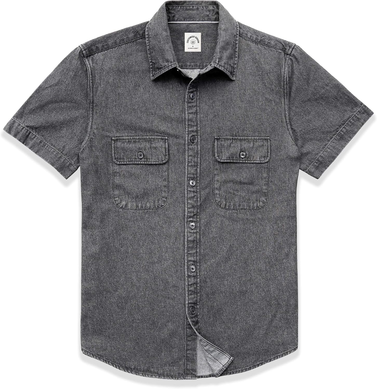 Dubinik Mens Short Sleeve Button Down Denim Shirt for Casual Wear