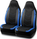 Leather Car Seat Covers Black & Blue - Sports Carbon Fiber Mesh Fit