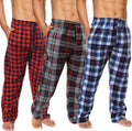 Active Club 3 Pack Mens Fleece Pajama Pants - Cozy Plaid Lounge Men's