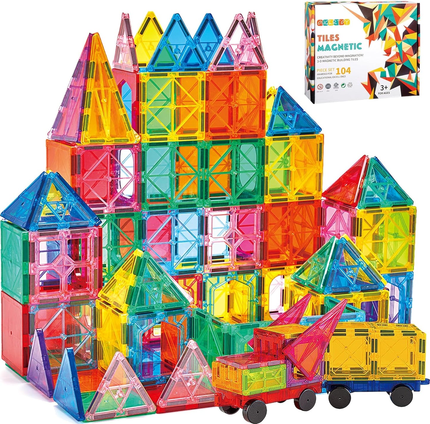 104PCS Magnetic Building Tiles for Kids - STEM Educational Toy